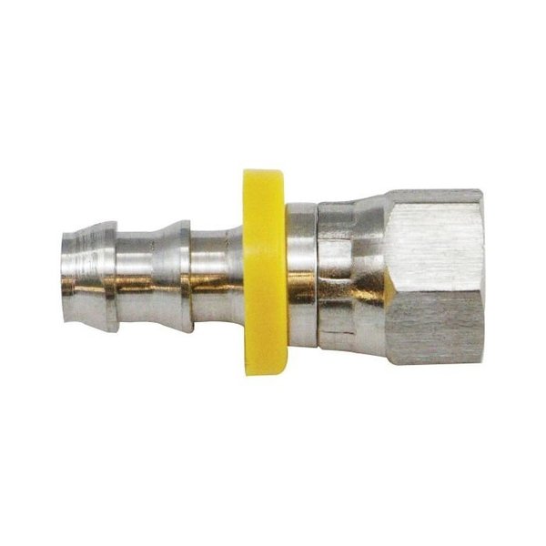 Midland Metal Swivel Hose Adapter, Adapter, 38 Nominal, Barb x SAE 4537 deg Female JIC Flare, 106 Hex, Stainl 30266SS